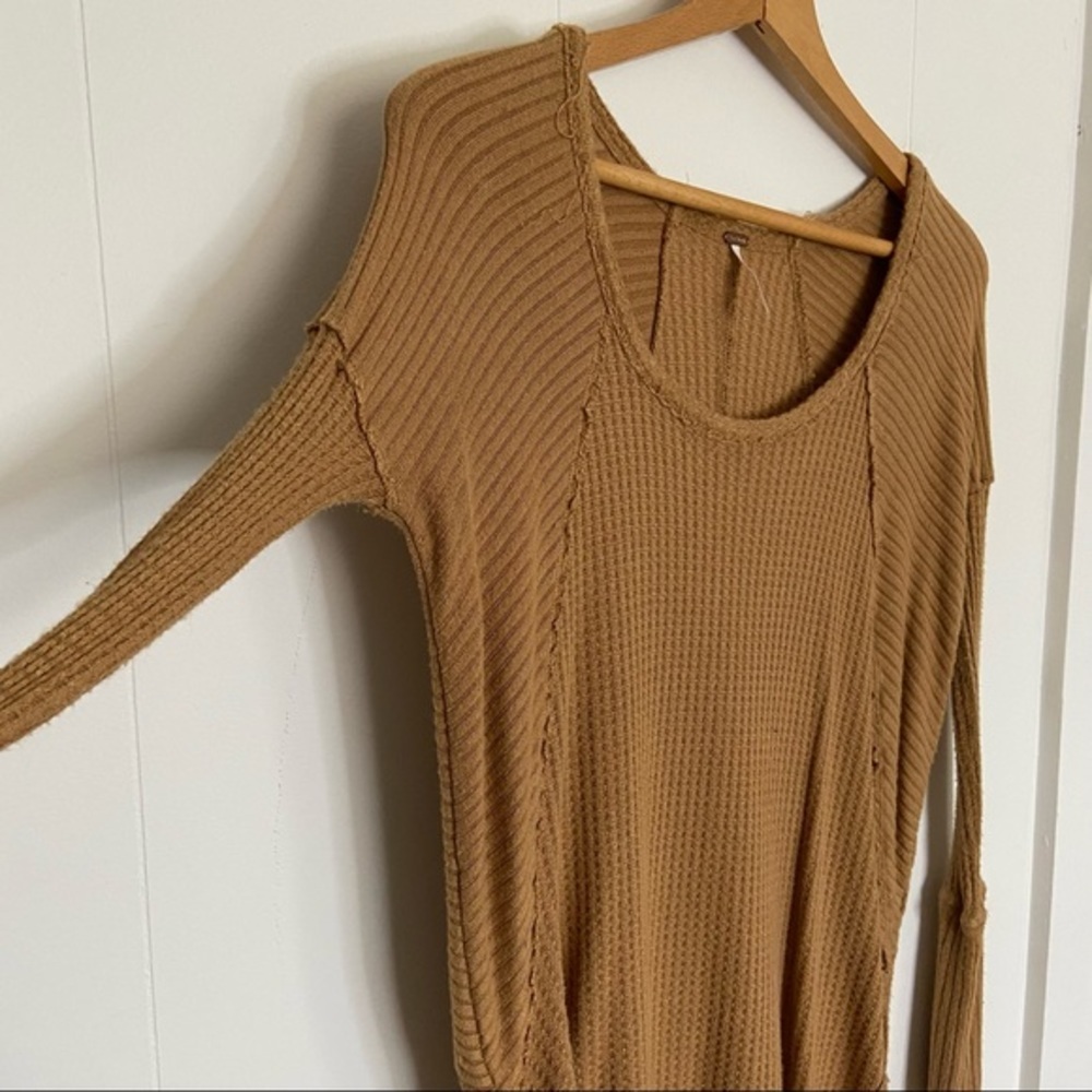 Free People Ventura thermal‎ mustard gold tunic top long sleeve boho XS - Picture 5 of 8